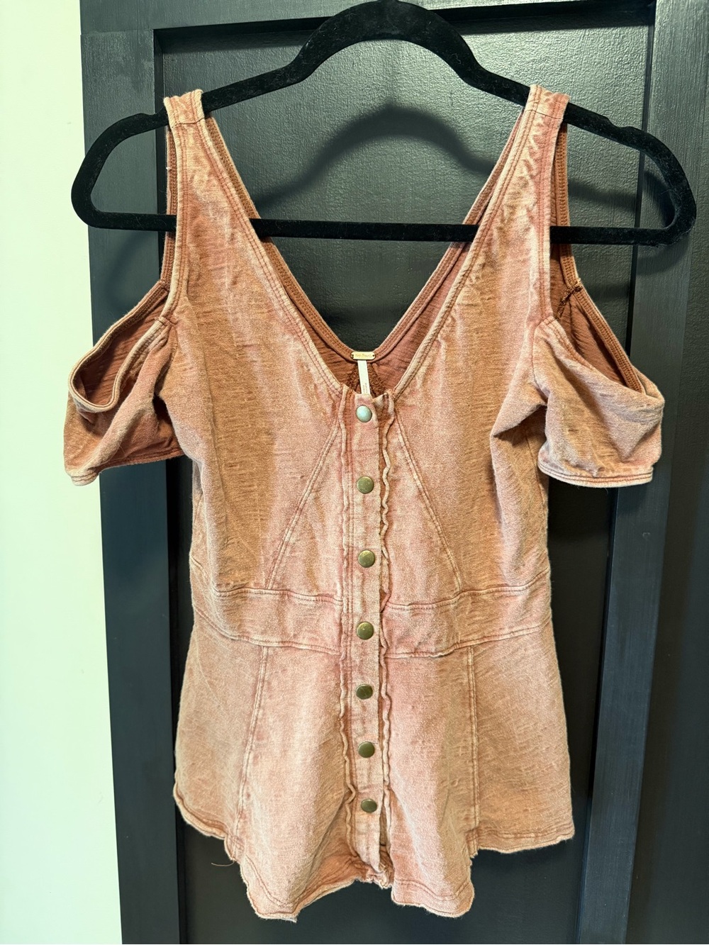 Free People Dusty Rose Cold-Shoulder Button-Front Tunic